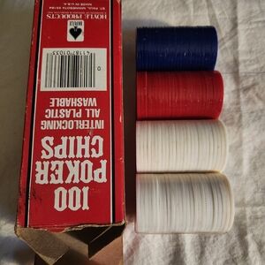 Home Products 100 Poker Chips Set - Red, White, Blue